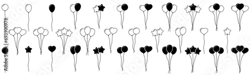 Balloon icon line, baloon sign. Celebration. Vector symbol logo illustration, line editable stroke. Transparent png