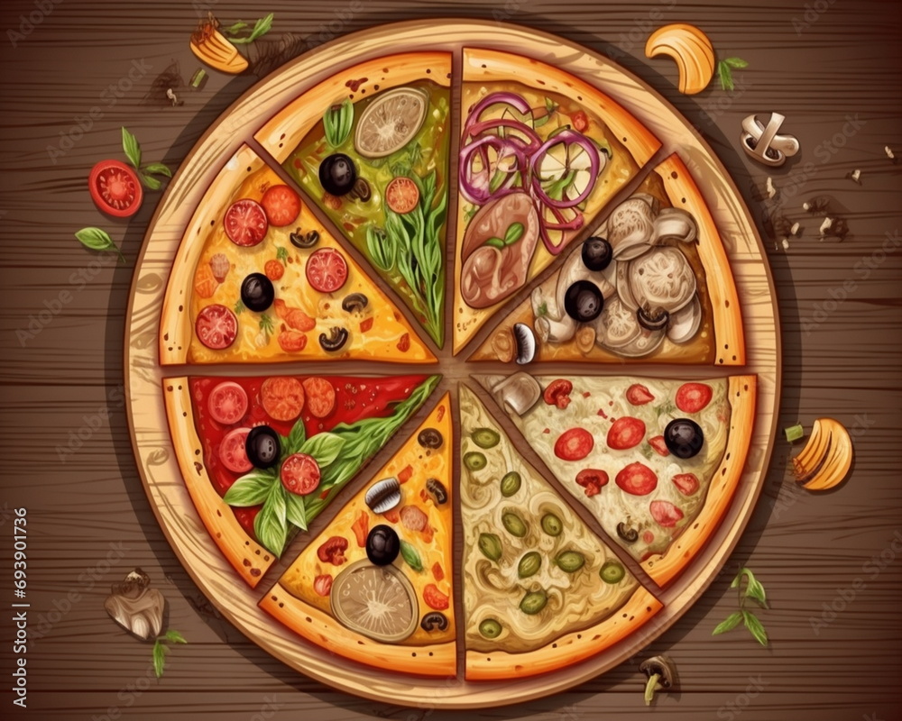 Italian pizza vector illustration stylized Italian pizza vector illustration stylized