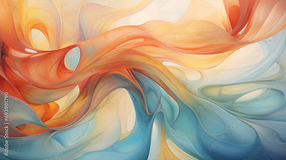 Fluid and organic forms dancing in harmony, embodying the graceful movement within the abstract aura.