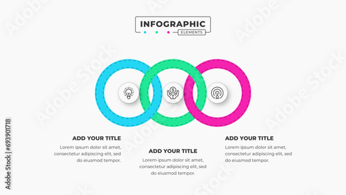 Vector circle infographic design template with 3 steps or options