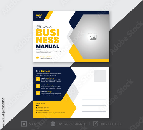 Modern and professional business postcard design.