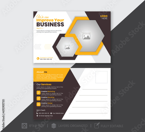 Modern and professional business postcard design.