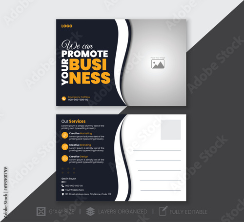 Modern and professional business postcard design.