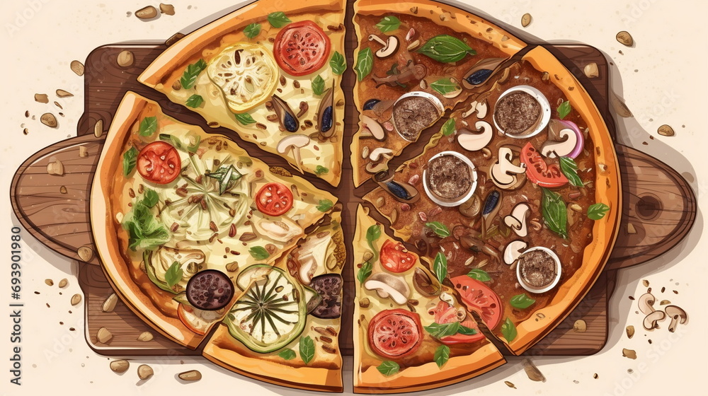 Italian pizza vector illustration stylized