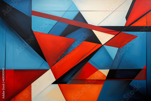 Bold and angular shapes in a dynamic composition, conveying the strength and impact of certain abstract ideas.