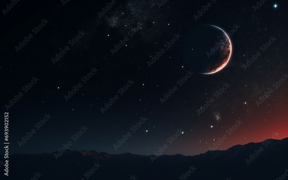 Beautiful night sky with stars and moon