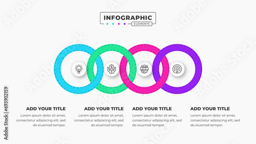 Vector business circle infographic design template with 4 steps or options
