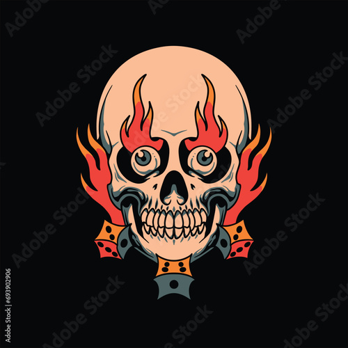 dice skull tattoo vector design