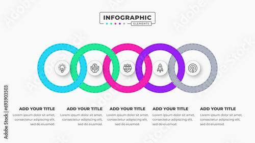 Vector presentation circle infographic design template with 5 steps or options
