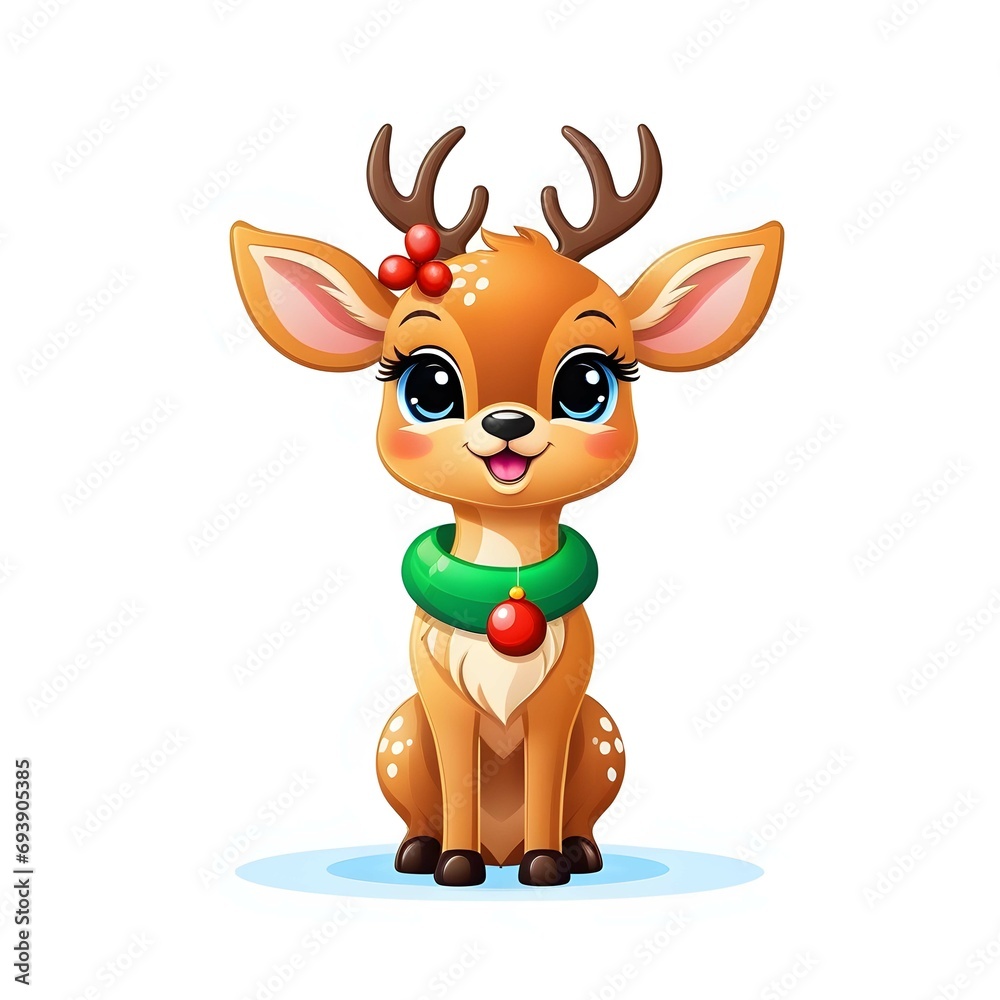 Baby christmas deer with christmas decoration abstract vector art illustration Baby christmas deer with christmas decoration abstract vector art illustration