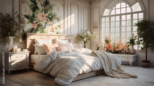 Boho, French country style interior design of modern bedroom © KJ Photo studio