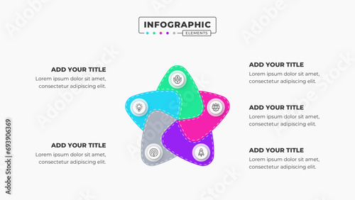 Vector presentation infographic design template with 5 steps or options