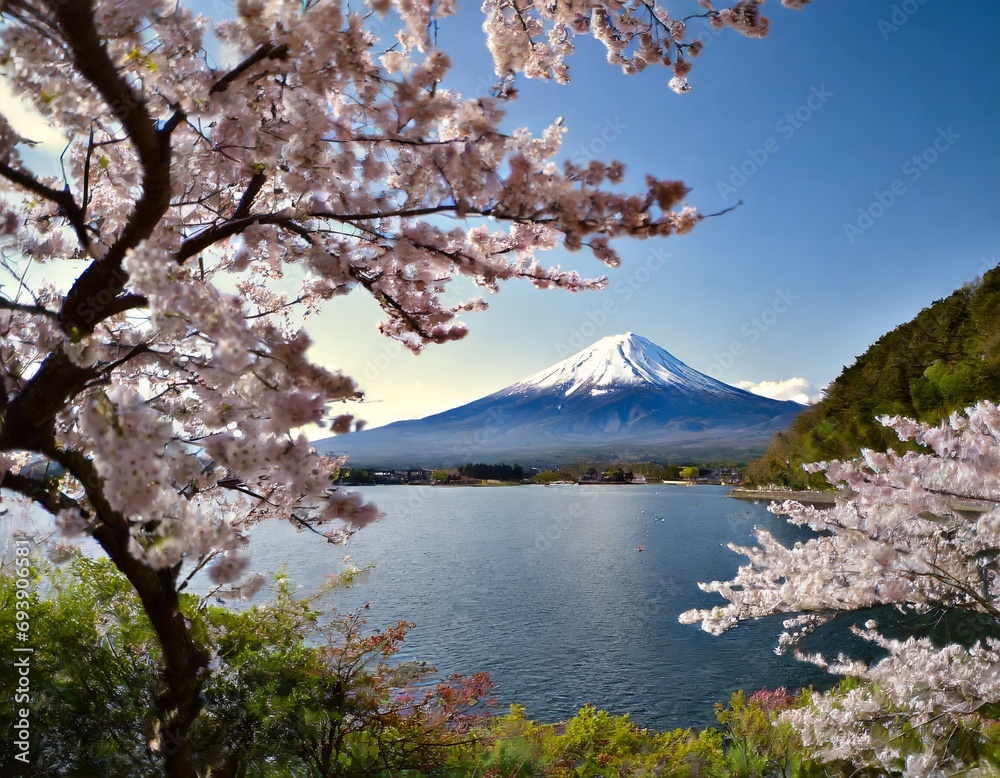 日本の富士山と桜のイメージ