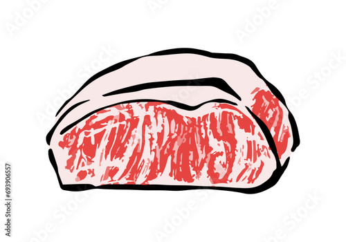 和牛肉ブロックのイラスト