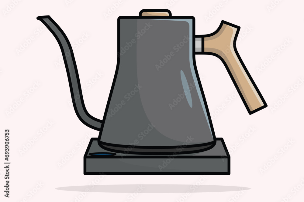 Obraz premium House Beautiful Teapot vector illustration. Kitchen interior object icon concept. Breakfast Teapot with closed lid vector design on light green background. Restaurant kettle icon logo.