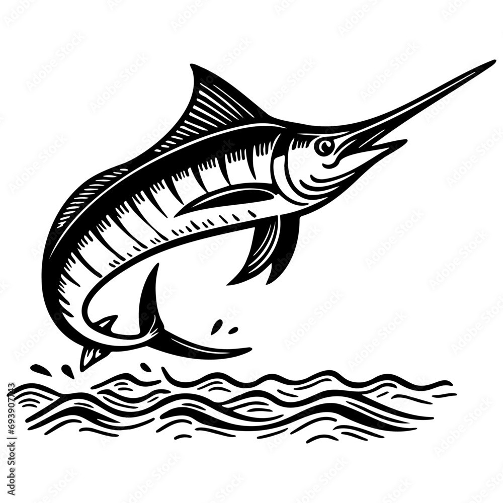 Marlin Fish Sketch Drawing. Marlin Fish Sketch Drawing.