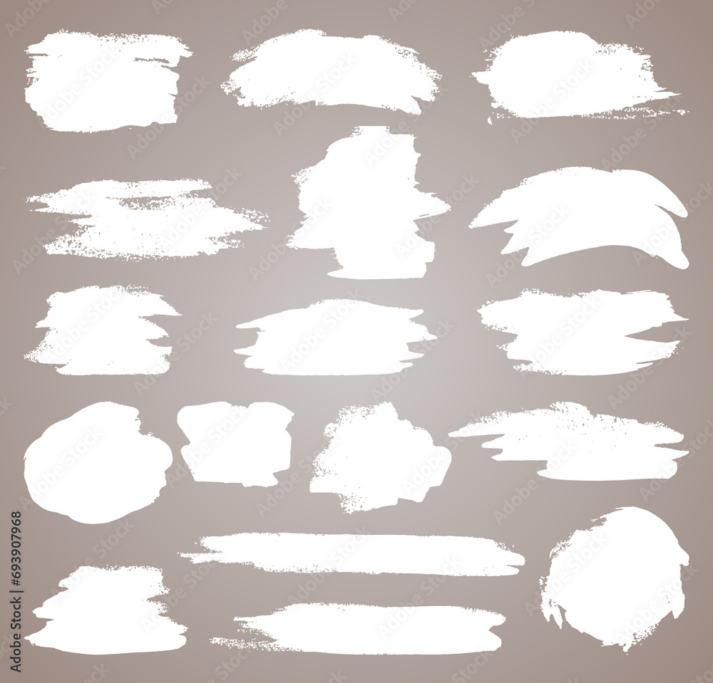 Abstract  paint set. Isolated grunge elements for paper design. Ink paint brush stains or spots on light background