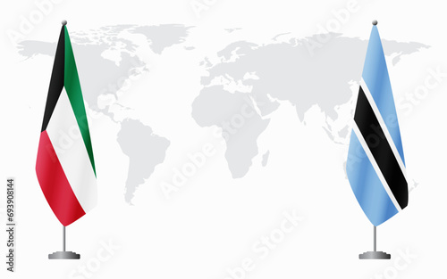 Kuwait and Botswana flags for official meeting