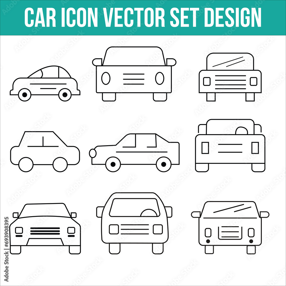 Set of car vector icons in different variations, vector, Car icon vector illustration. Set of car vector icons in different variations, vector, Car icon vector illustration.