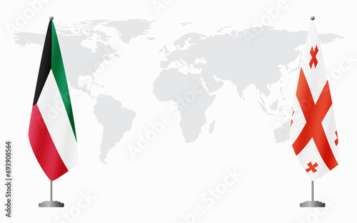 Kuwait and Georgia flags for official meeting