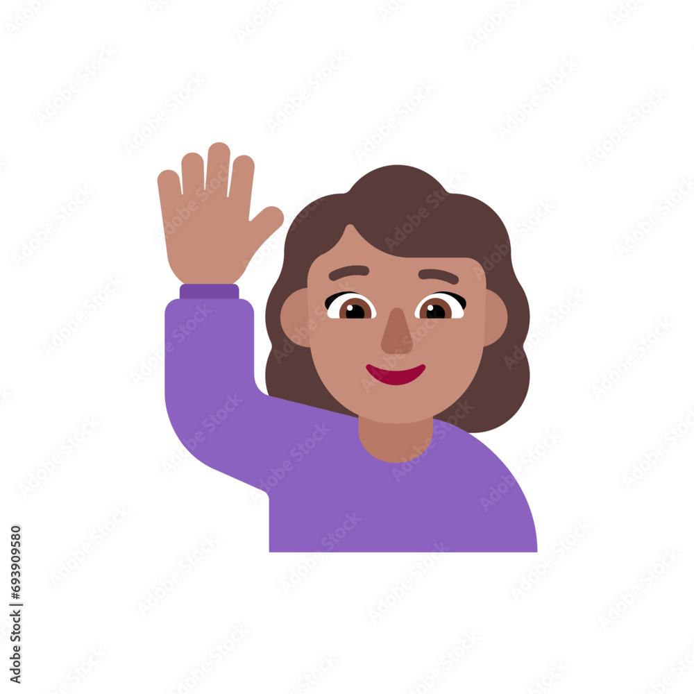 Woman Raising Hand: Medium Skin Tone