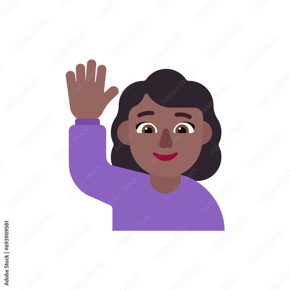 Woman Raising Hand: Medium-Dark Skin Tone