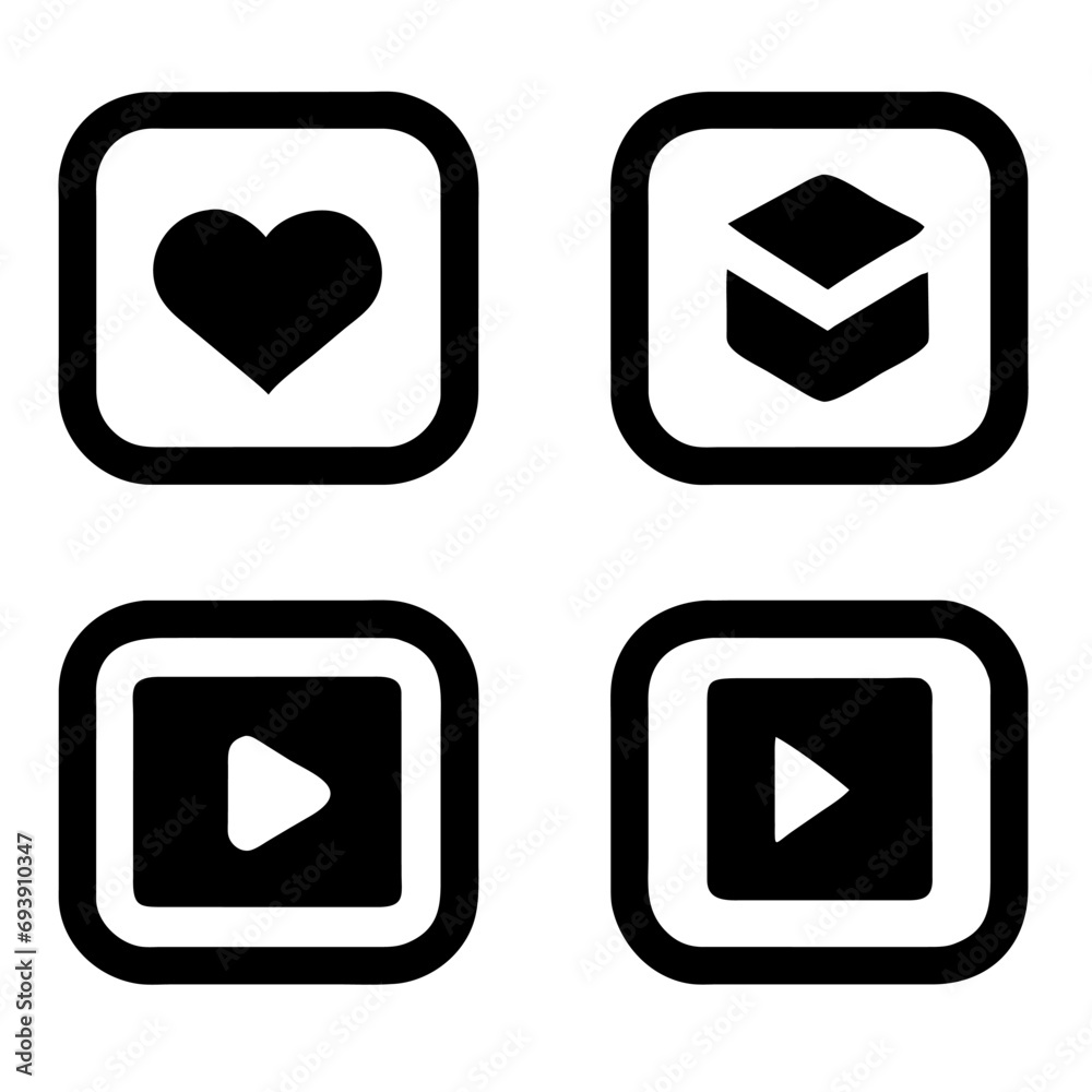 Play button vector icon set. Illustration isolated for graphic and web design. Play button vector icon set. Illustration isolated for graphic and web design.
