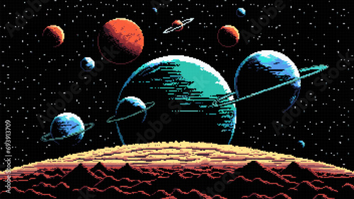 Generative ai space planets and stars landscape