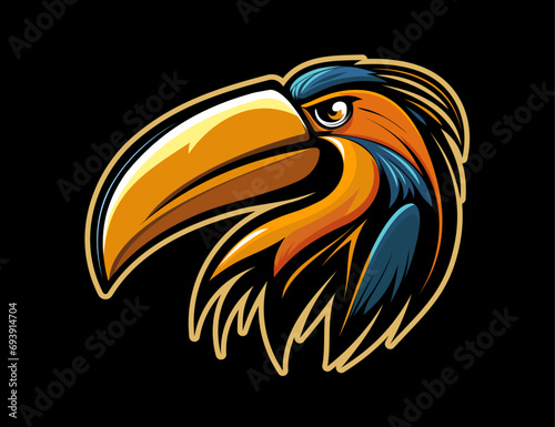 AI generated cartoon toucan bird angry mascot