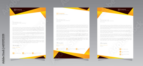 letterhead design template set with yellow color.. Official minimal creative abstract professional newsletter corporate modern business proposal letterhead design template. Vector eps 