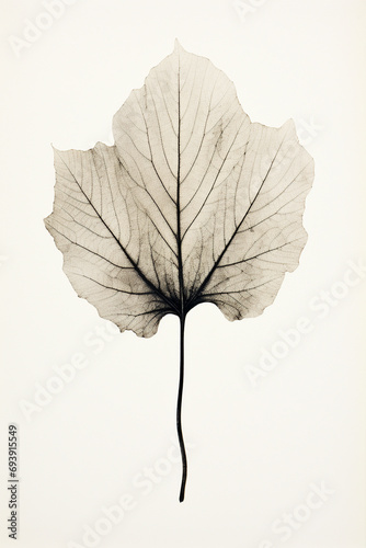 Monochrome Leaf Elegance: High Detail Black and White Artistic Illustration, Showcasing the Intricate Beauty of Nature in Stunning Contrast
