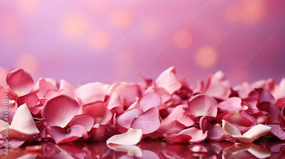 Obraz premium Beautiful swarm of Aesthetic Pink Rose Patels decorative Background_ AI Generated