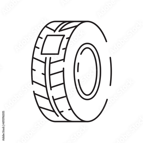 Tire line icon. Winter tire. Included the icons as tire  technician  mechanic  flat tire  broken tired  screw  and more