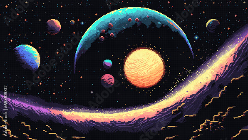Universe planets landscape Ai generated game scene