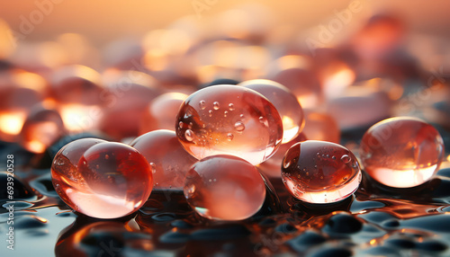 Fotografia, Obraz transparent beach pebbles in peach fuzz pastel color closeup