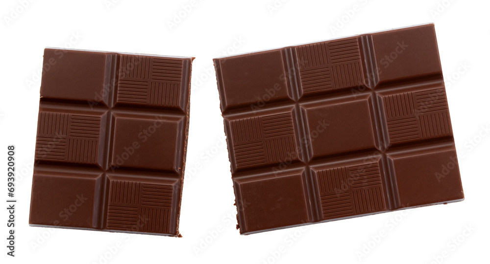Milk chocolate bar on a white background, top view. Chocolate isolate Milk chocolate bar on a white background, top view. Chocolate isolate