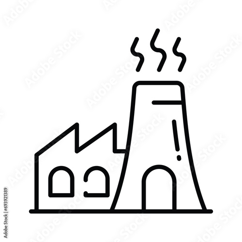 Manufacturing Plant, building with chimney showing concept icon of power plant or industry vector