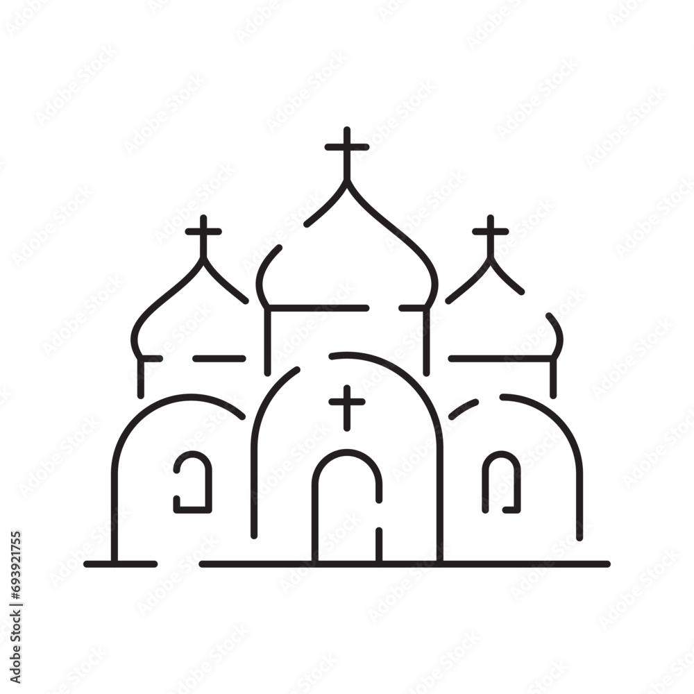 Church icon vector thin line style. Religion line icon building