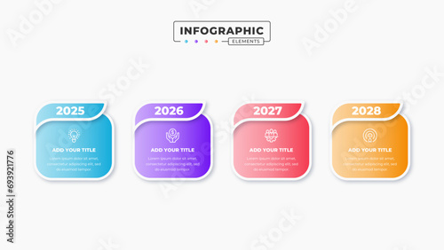 Vector business timeline infographic design template with 4 steps or options