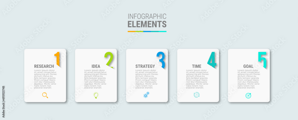 Business infographic template design icons 5 options or steps - obrazy, fototapety, plakaty 