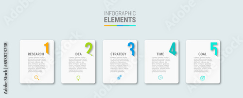 Business infographic template design icons 5 options or steps photo