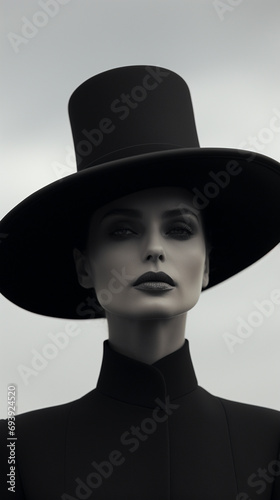 Elegance Redefined: Monochrome Women's Portraits with Hats - Black and White Photography, Headwear Trends, and Timeless Beauty - A Fusion of Classic Noir Aesthetics and Modern Vintage Styles, Unleashi © Wendelin
