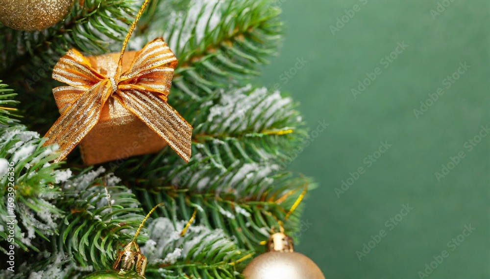 Christmas decoration Christmas tree with gifts for the new year, green background