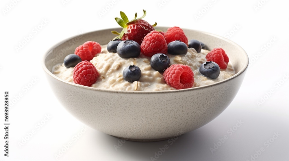 Oatmeal Porridge product photography white background Ai Generative Oatmeal Porridge product photography white background Ai Generative