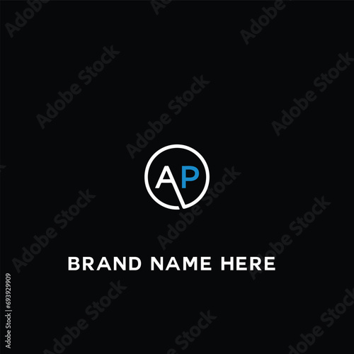AP logo. A P design. White AP letter. AP, A P letter logo design. Initial letter AP linked circle uppercase monogram logo R letter logo vector design. 