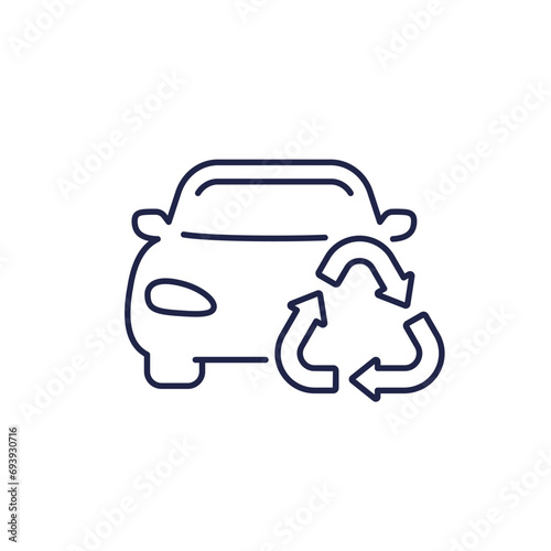 car recycling line icon on white