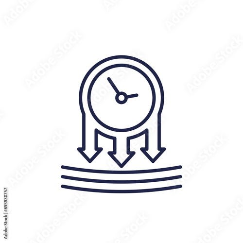 pressure or impact line icon with a clock
