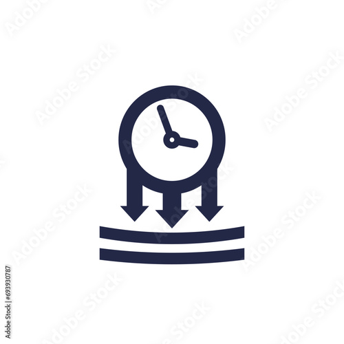 pressure, impact icon with a clock