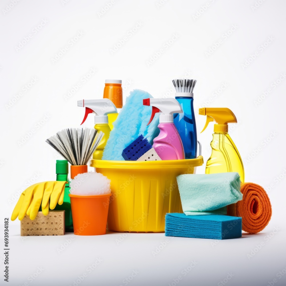 Assortment of Cleaning Supplies and Tools for Household Assortment of Cleaning Supplies and Tools for Household