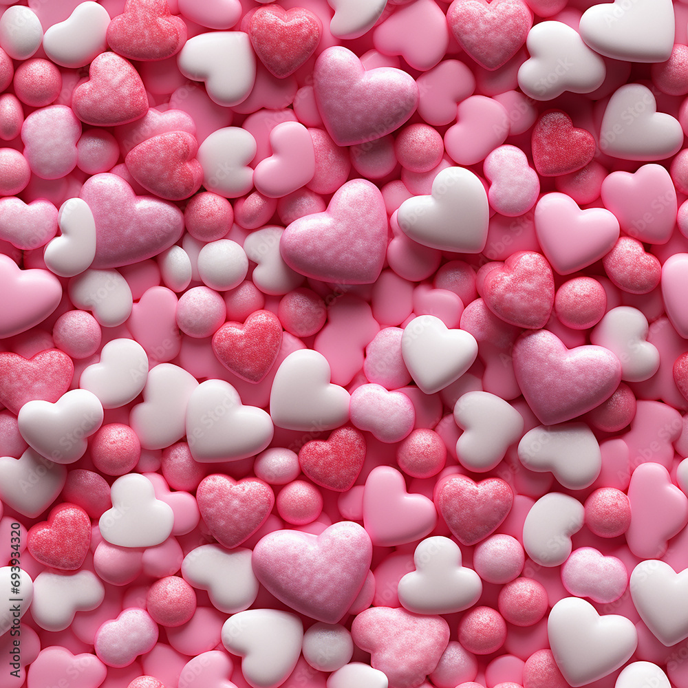 Seamless pattern with pink and white hearts. Valentines day background